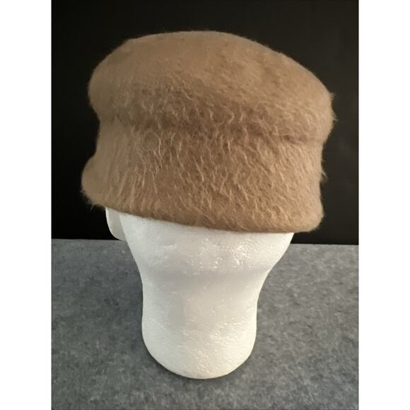 Betmar Vintage Brown Velour Felt Hat Pillbox Beret Bow‎ Made in Italy - Picture 5 of 11